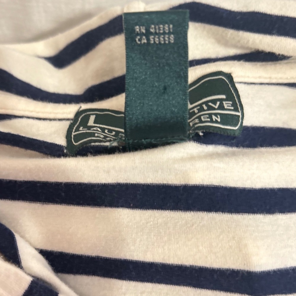 Lauren Ralph Lauren Active Navy White Striped Quarter Zip Hoodie Womens LRL - Picture 6 of 10